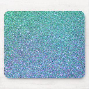 Trendy Green Teal Blue Glitter Pattern Mouse Mat