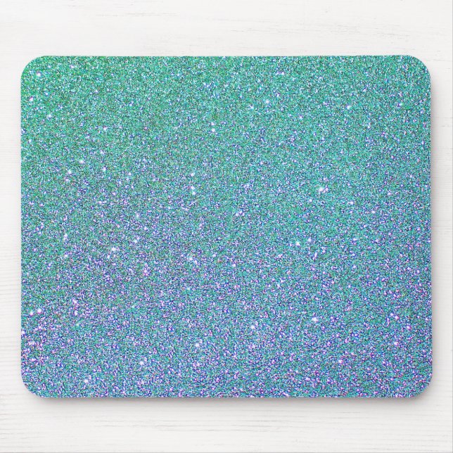 Trendy Green Teal Blue Glitter Pattern Mouse Mat (Front)