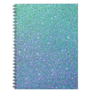 Trendy Green Teal Blue Glitter Pattern Notebook