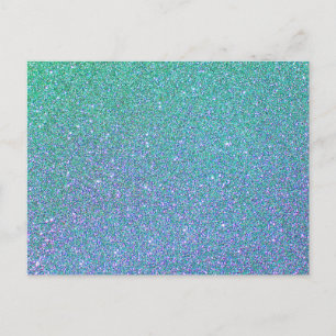Trendy Green Teal Blue Glitter Pattern Postcard