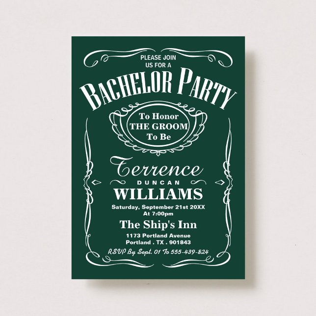 Trendy Green Typography Bachelor Party Invitation (Creator Uploaded)