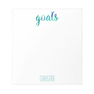 Trendy Green Watercolor Goals Personalised Stylish Notepad