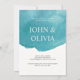 Trendy Green Watercolor Wedding Invitation