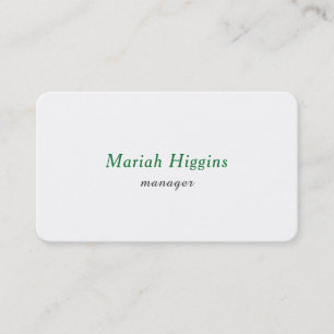Trendy Green White Plain Elegant Minimalist Business Card