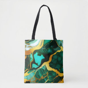 Trendy Green yellow Gold faux marble Tote Bag