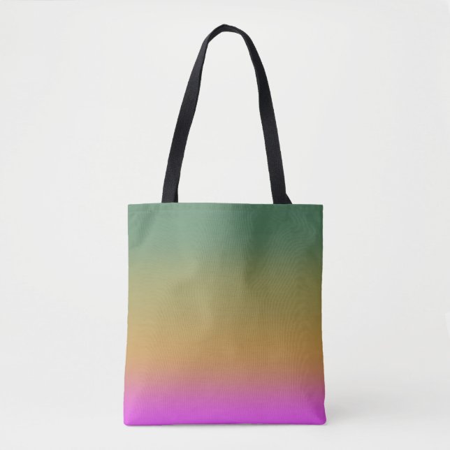 Trendy green yellow pink gradient tote bag (Front)