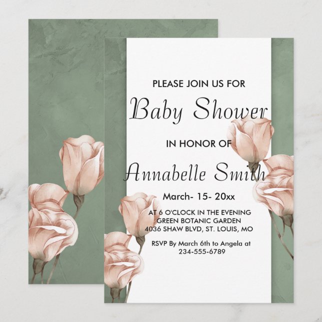 trendy greenery Baby Shower Invitation (Front/Back)