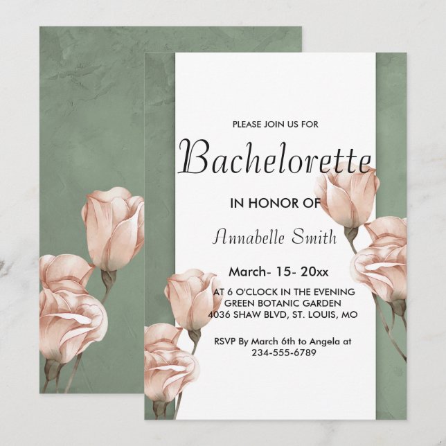 trendy greenery bachelor invitation (Front/Back)