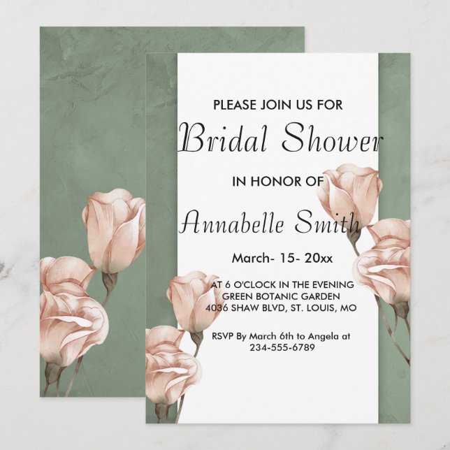 trendy greenery  Bridal Shower Invitation (Front/Back)