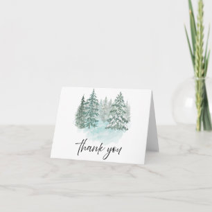 Trendy Greenery Elegant Winter Holiday Party Thank You Card