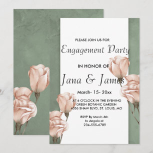 trendy greenery   Engagement Invitation