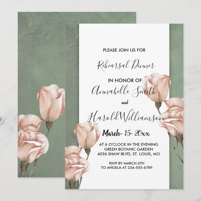 trendy  greenery  Rehearsal Dinner Invitation (Front/Back)
