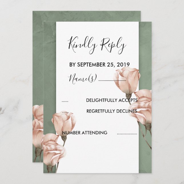 trendy greenery  RSVP Invitation (Front/Back)