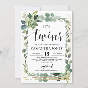 Trendy greenery succulent floral oh baby shower invitation