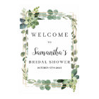 Trendy greenery succulent gold bridal welcome sign