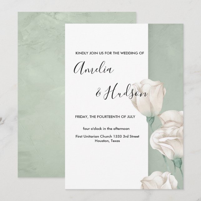 trendy greenery   wedding invitation (Front/Back)