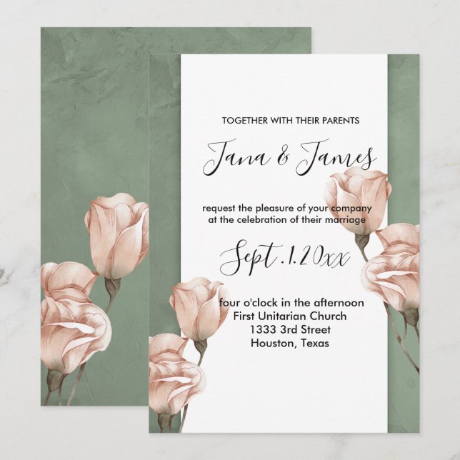 trendy greenery   wedding invitation (Front/Back)