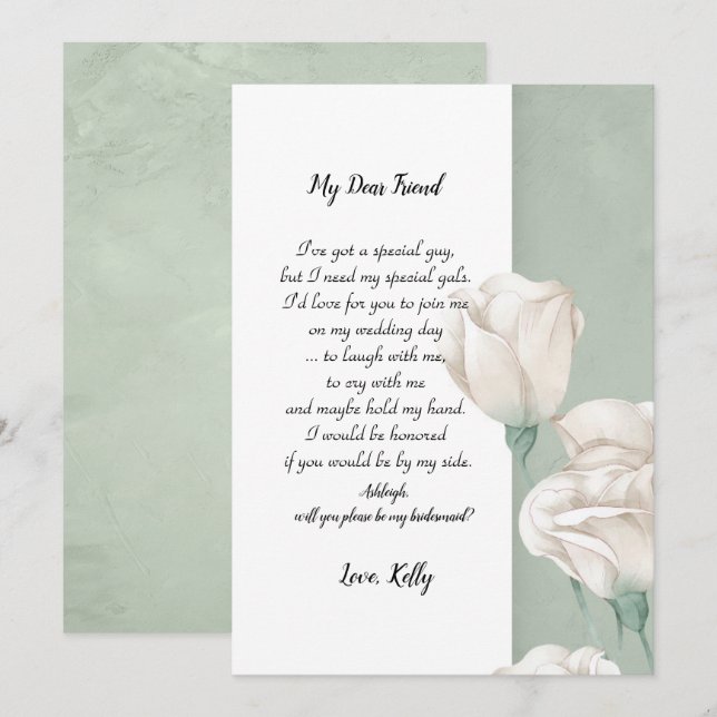 trendy greenery   will be my bridesmaid invitation (Front/Back)