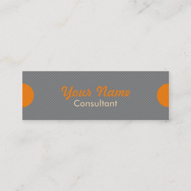 Trendy Grey and Orange Consultant Mini Business Card (Front)