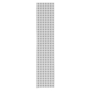 Trendy Grey And White Gingham Check Pattern Short Table Runner