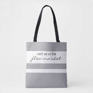 Trendy Grey and White Striped Tote