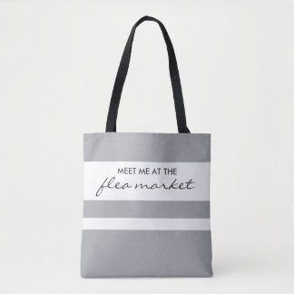 Trendy Grey and White Striped Tote Bag