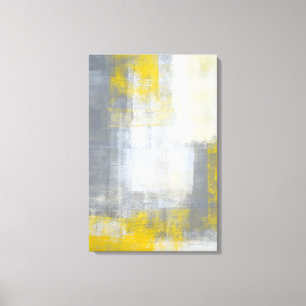'Trendy' Grey and Yellow Abstract Art Canvas Print