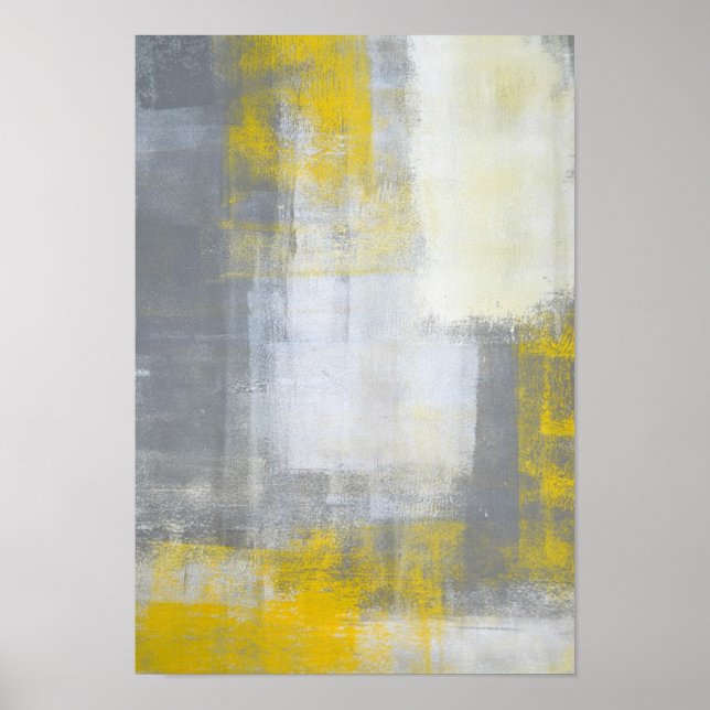 'Trendy' Grey and Yellow Abstract Art Poster (Front)