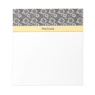 Trendy Grey and Yellow Floral  Notepad