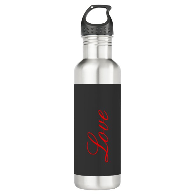 Trendy Grey Background Red Love Wedding 710 Ml Water Bottle (Front)