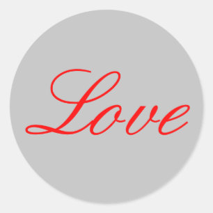 Trendy Grey Background Red Love Wedding Classic Round Sticker