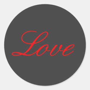 Trendy Grey Background Red Love Wedding Classic Round Sticker
