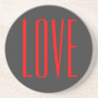 Trendy Grey Background Red Love Wedding Coaster