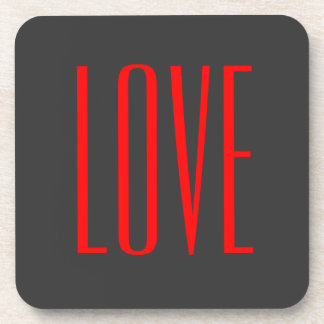 Trendy Grey Background Red Love Wedding Coaster