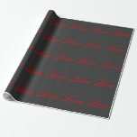 Trendy Grey Background Red Love Wedding Wrapping Paper<br><div class="desc">You can easily change the fonts and colours. You can also add your logo and the background image as you like.</div>