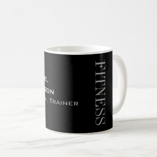 Trendy Grey Black Fitness Sport Add Name Coffee Mug