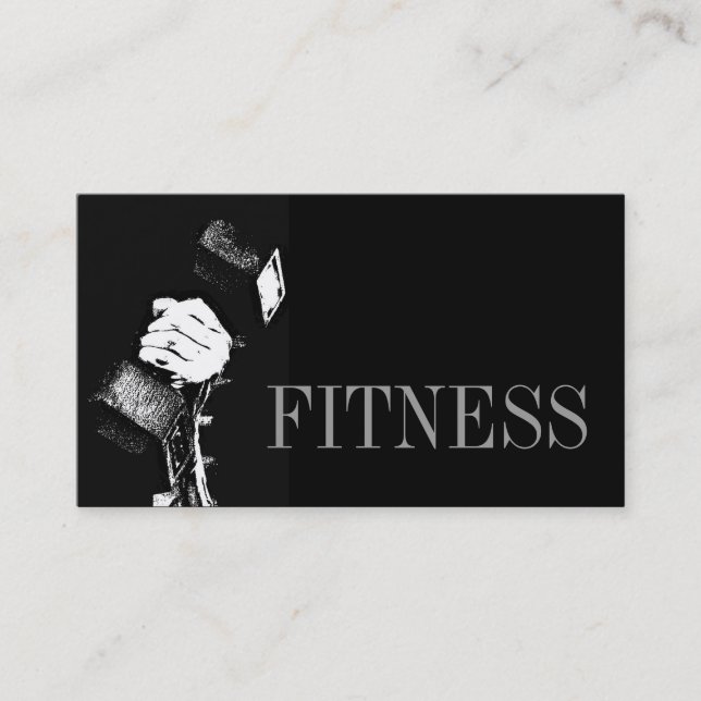 Trendy Grey Black Fitness Sport Business Card (Front)