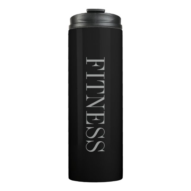 Trendy Grey Black Fitness Sport Thermal Tumbler (Front)