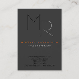 Trendy Grey Black Monogram Plain Business Card