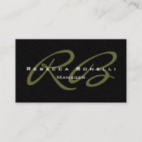 Trendy Grey Black Pattern Monogram Business Card