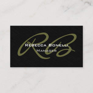 Trendy Grey Black Pattern Monogram Business Card