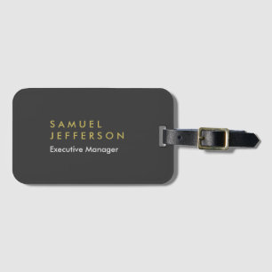 Trendy grey black professional plain modern luggage tag