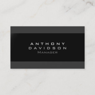Trendy Grey Black Stripe Monogram Business Card