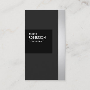 Trendy Grey Black Striped Creative Business Card