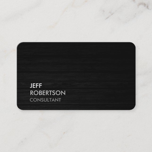 Trendy Grey Black Wood Attractive Plain Chic Business Card (Front)