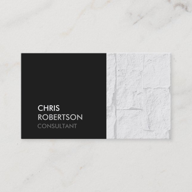 Trendy Grey Brick Wall Attractive Business Card (Front)