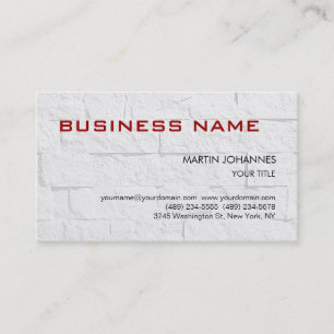 Trendy Grey Brick Wall Red Business Card