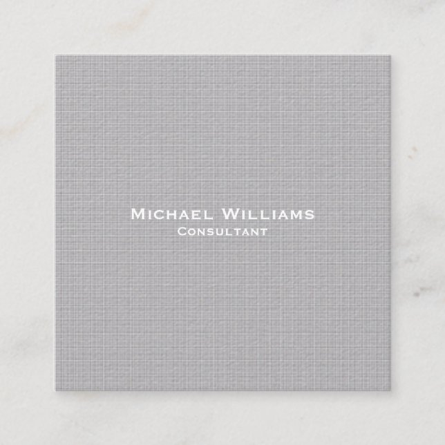 Trendy Grey Checks Modern Minimalist Professional Square Business Card (Front)