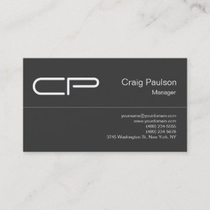 Trendy Grey Chic Monogram Business Card