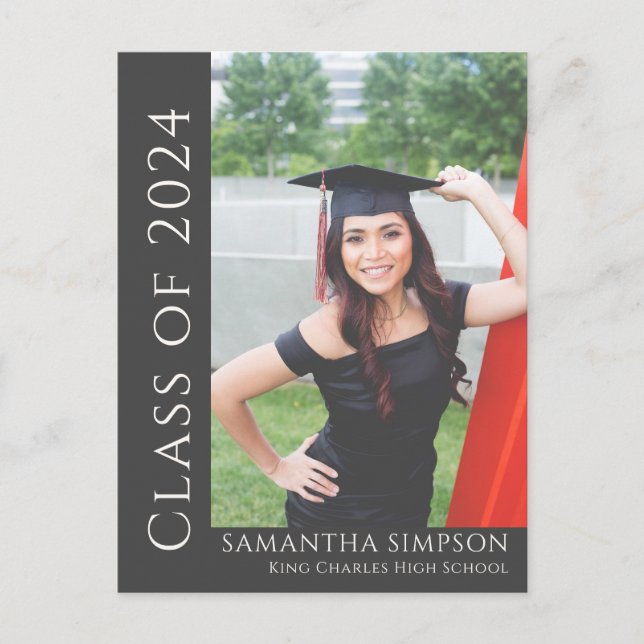 Trendy Grey Congratulation Graduation Announcement Postcard (Front)
